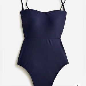 JCrew Cutout Tie back one piece navy NWT size 14